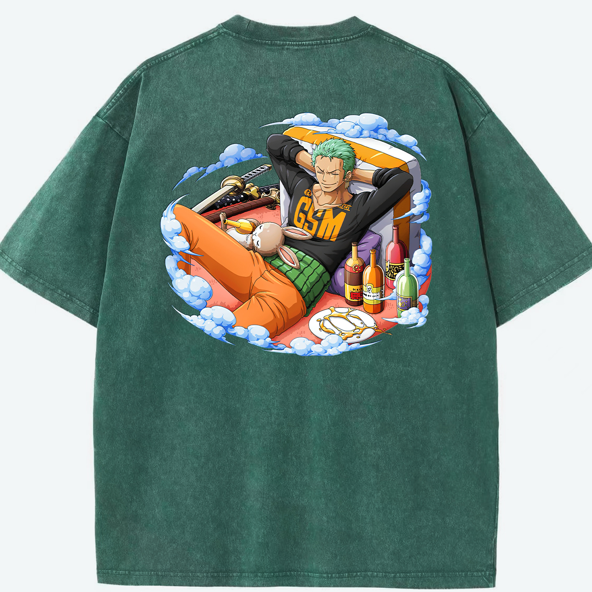 ワンピース ロロノア・ゾロ ONE PIECE Roronoa Zoro 綿100% ヴィンテージ風 半袖Tシャツ（背面プリント）